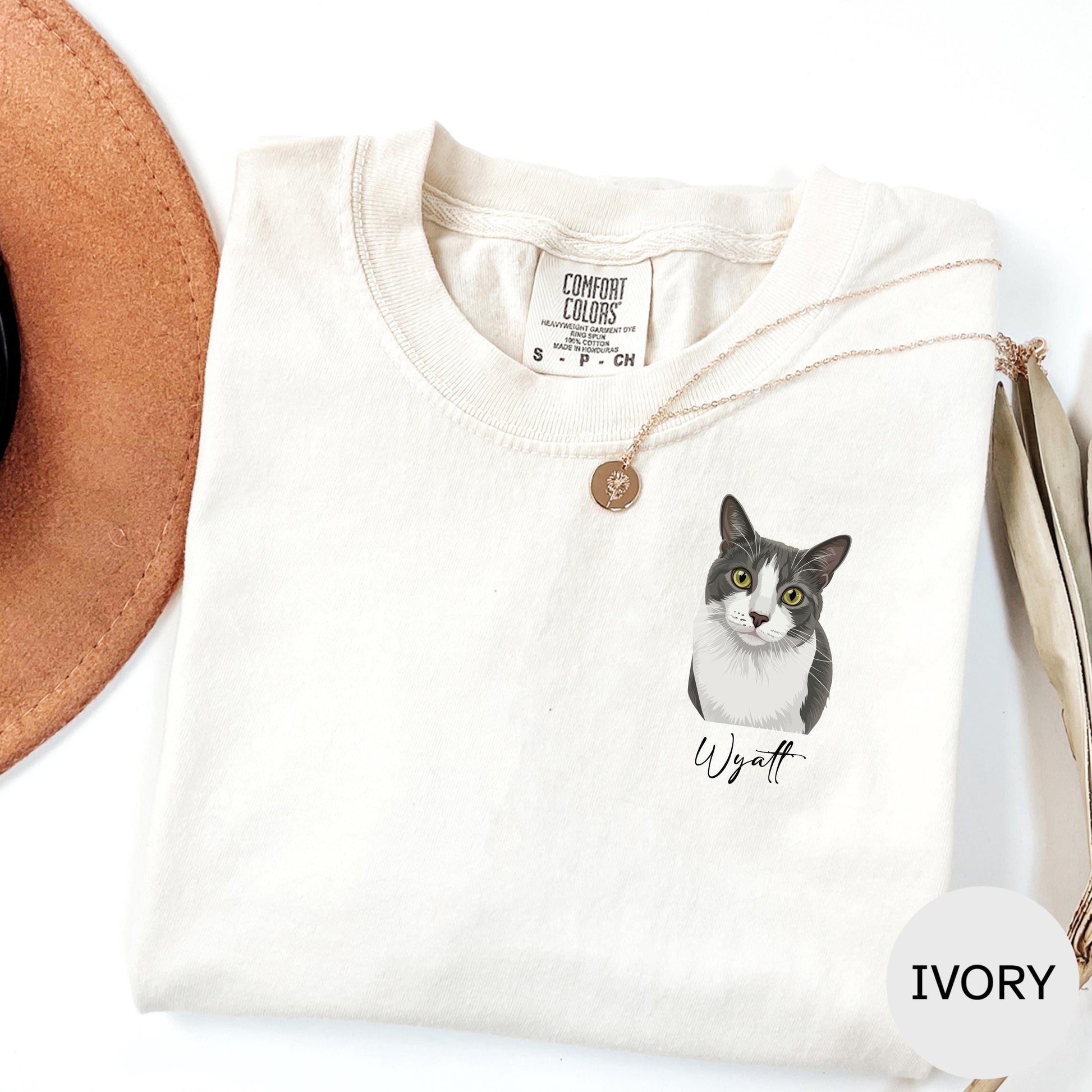 Custom Cat Portrait Shirt, Hand Drawn Cat Shirt, Personalized Cat T Shirt, Pet Portrait Tee, Comfort Colors Shirt, Cat Lover Gift