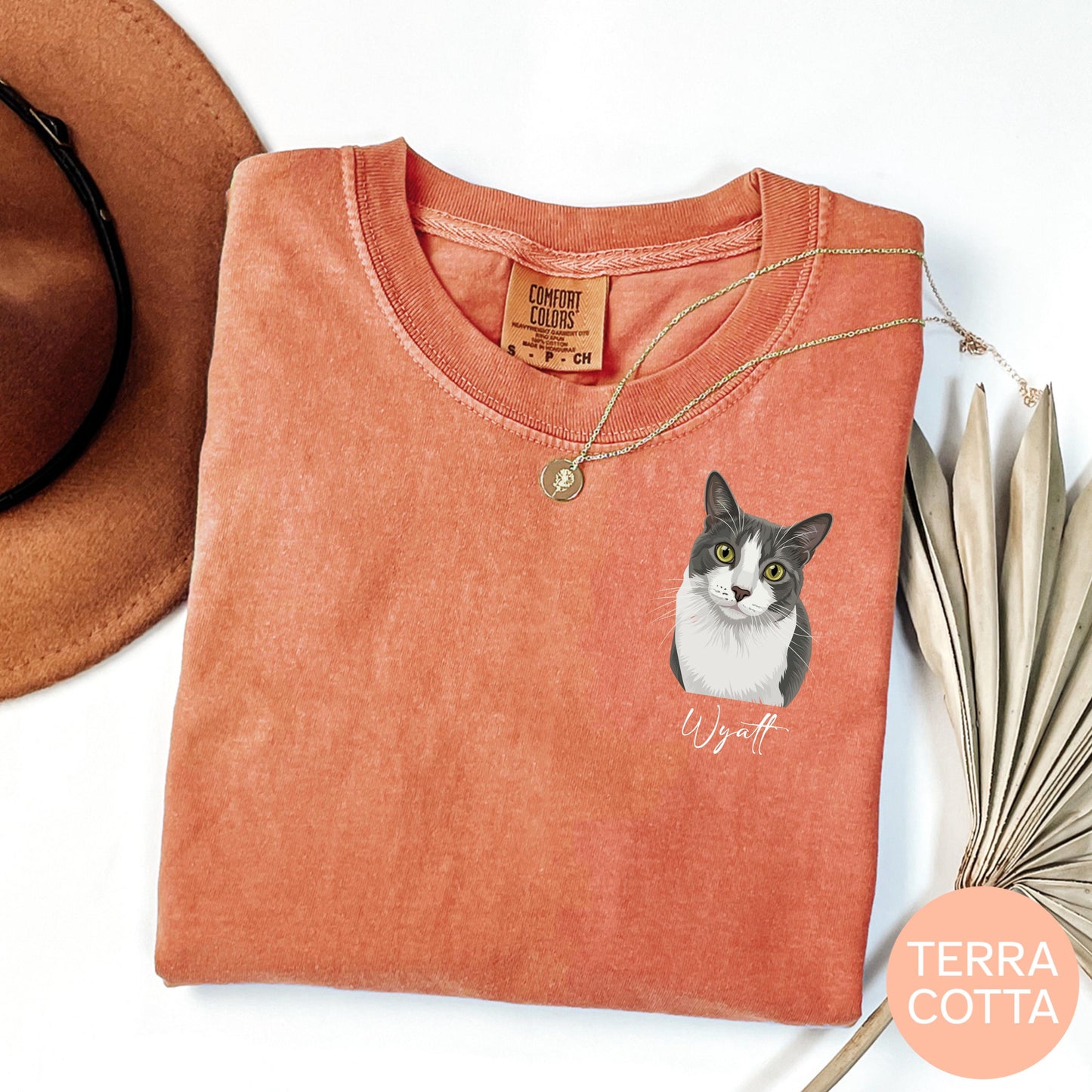Custom Cat Portrait Shirt, Hand Drawn Cat Shirt, Personalized Cat T Shirt, Pet Portrait Tee, Comfort Colors Shirt, Cat Lover Gift