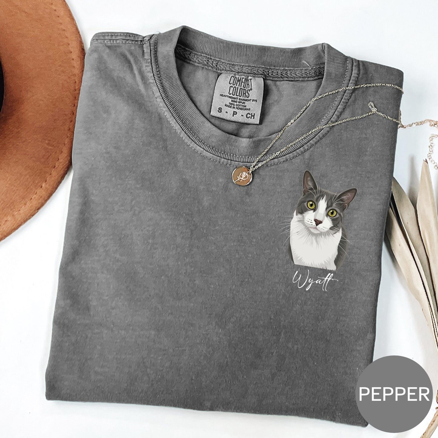 Custom Cat Portrait Shirt, Hand Drawn Cat Shirt, Personalized Cat T Shirt, Pet Portrait Tee, Comfort Colors Shirt, Cat Lover Gift