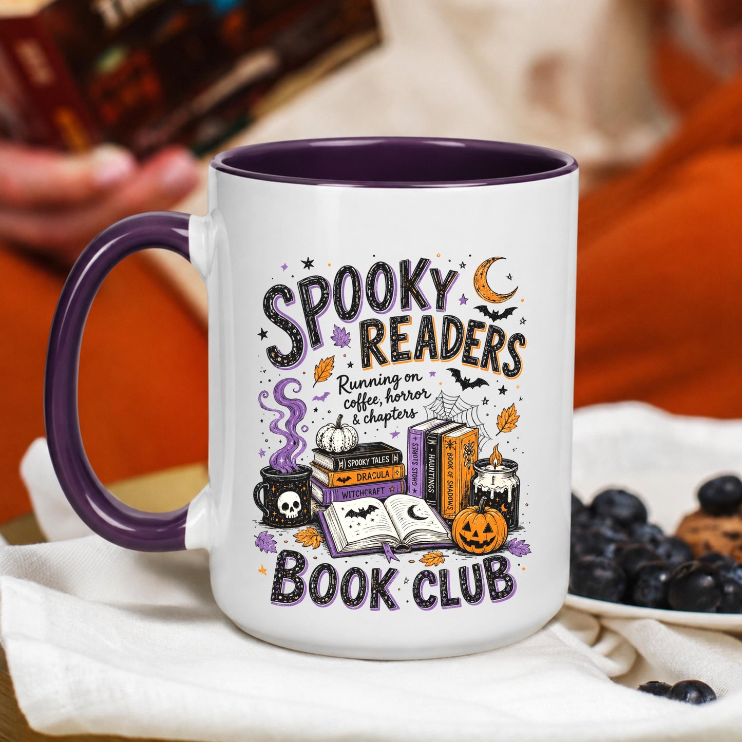 Spooky Readers Book Club Coffee Mug, Halloween Book Lover Mug, Horror Reader Coffee Cup, Ceramic Mug, 11 oz Mug, 15 oz Mug
