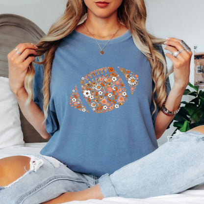 Floral Football Shirt, Fall Football Shirt, Cute Football Tee, Comfort Colors Shirt, Game Day Shirt