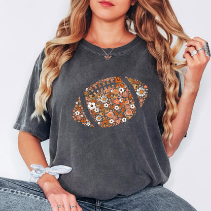 Floral Football Shirt, Fall Football Shirt, Cute Football Tee, Comfort Colors Shirt, Game Day Shirt