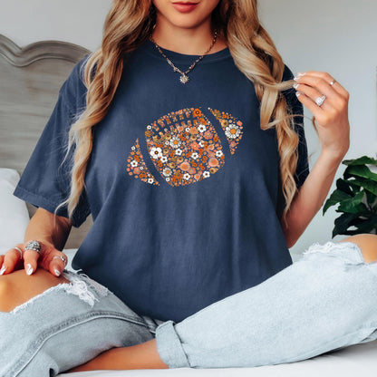 Floral Football Shirt, Fall Football Shirt, Cute Football Tee, Comfort Colors Shirt, Game Day Shirt