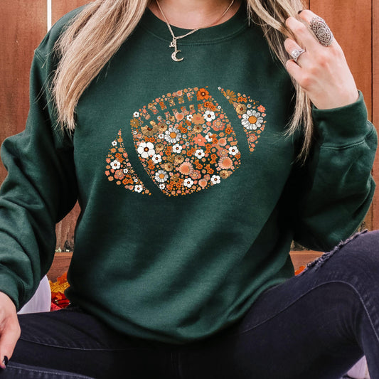 Floral Football Sweatshirt, Fall Football Sweatshirt, Cute Game Day Sweatshirt, Football Mom Gift