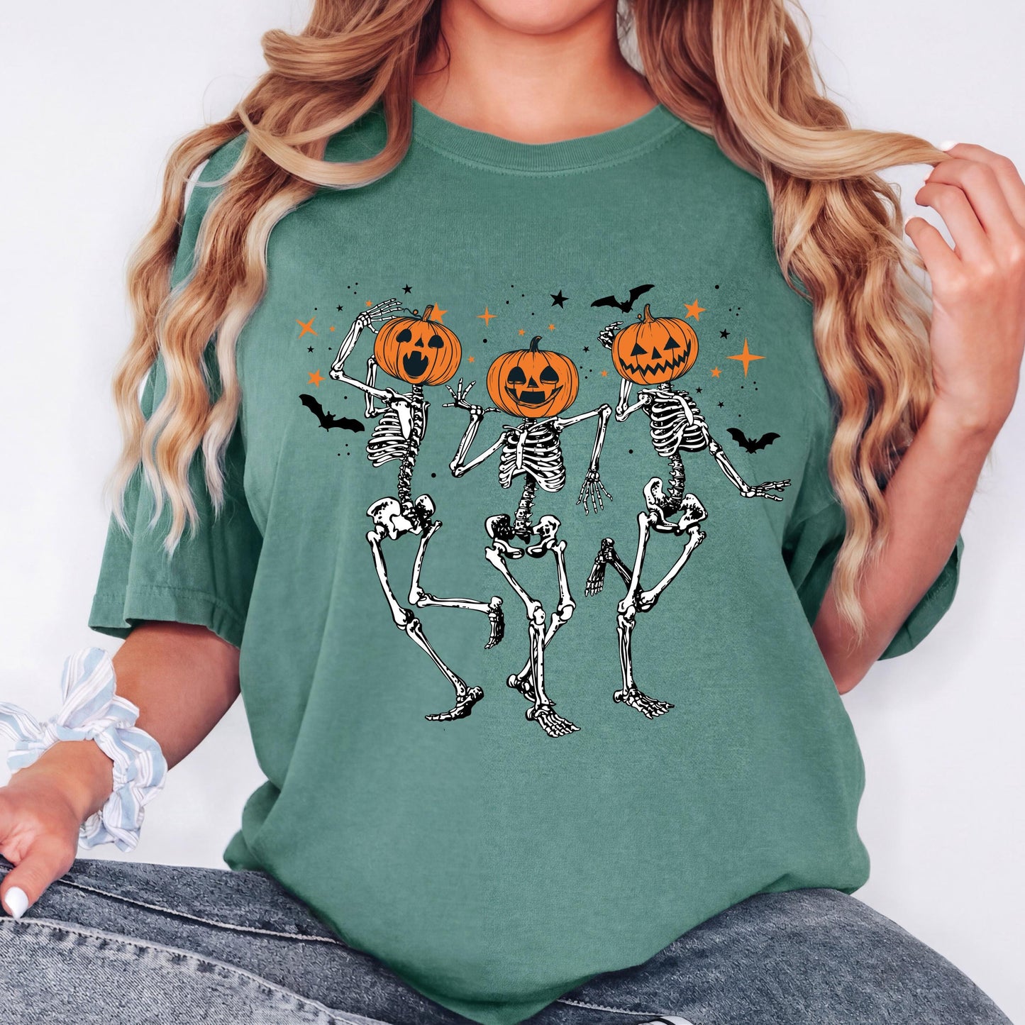 Pumpkin Skeleton Halloween Shirt, Vintage Pumpkin Head Tee, Spooky Fall Graphic Shirt, Cute Halloween Skeleton Tee, Autumn Shirt