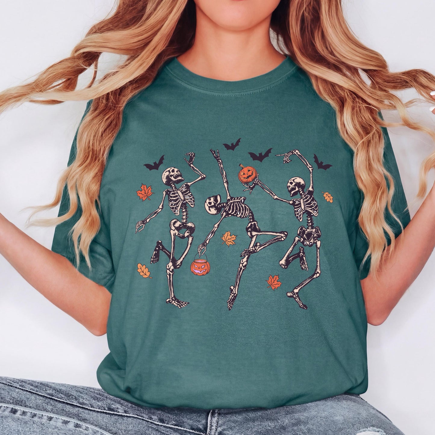 Dancing Skeleton Shirt, Funny Halloween Skeleton Tee, Spooky Season Graphic Shirt, Vintage Skeleton T Shirt, Comfort Colors Halloween Tee