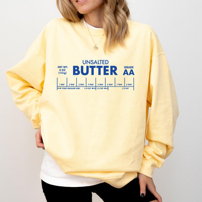 Comfort Colors® Unsalted Butter Sweatshirt, Stick Of Butter Sweatshirt, Funny Baker Gift, Baking Top, Foodie Chef Sweater, Butter Lover Gift