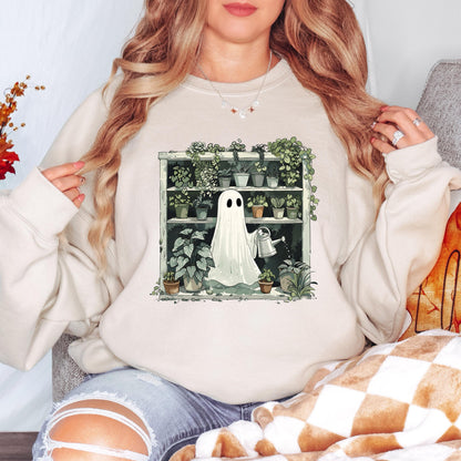 Ghost Plant Sweatshirt, Cute Halloween Crewneck, Plant Lover Sweatshirt, Spooky Plant Sweatshirt, Cozy Fall Ghost Gift