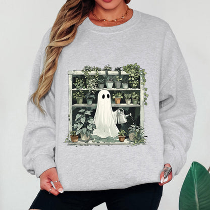 Ghost Plant Sweatshirt, Cute Halloween Crewneck, Plant Lover Sweatshirt, Spooky Plant Sweatshirt, Cozy Fall Ghost Gift
