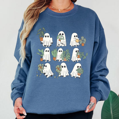 Cute Ghost Plant Sweatshirt, Ghost Halloween Crewneck, Plant Lover Sweatshirt, Spooky Ghost Sweatshirt, Fall Crewneck