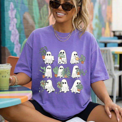 Cute Ghost Plant Shirt, Ghost Halloween Shirt, Plant Lover Tee, Spooky Ghost Graphic Tee, Comfort Colors Ghost Shirt