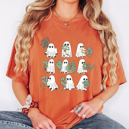 Cute Ghost Plant Shirt, Ghost Halloween Shirt, Plant Lover Tee, Spooky Ghost Graphic Tee, Comfort Colors Ghost Shirt