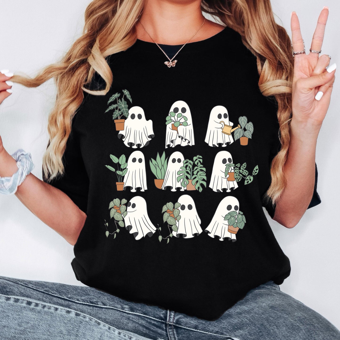 Cute Ghost Plant Shirt, Ghost Halloween Shirt, Plant Lover Tee, Spooky Ghost Graphic Tee, Comfort Colors Ghost Shirt