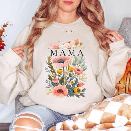 Mama Floral Sweatshirt, Wildflower Mama Crewneck, Floral Mom Sweatshirt, Cozy Graphic Sweatshirt, Gift for Mom
