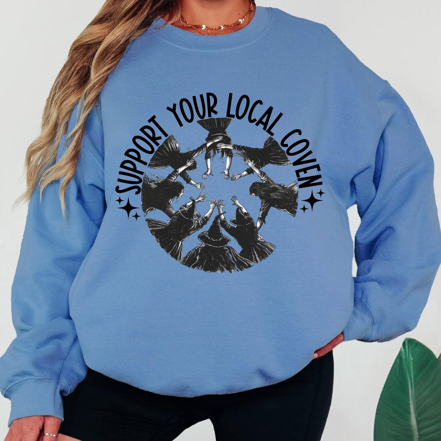 Support Your Local Coven Sweatshirt, Witch Circle Crewneck, Vintage Halloween Sweatshirt, Spooky Season Sweatshirt