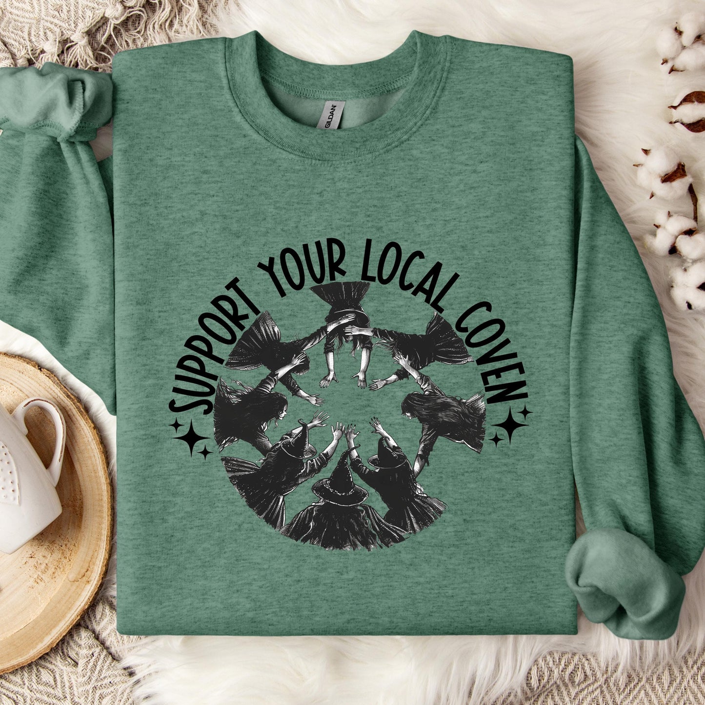 Support Your Local Coven Sweatshirt, Witch Circle Crewneck, Vintage Halloween Sweatshirt, Spooky Season Sweatshirt