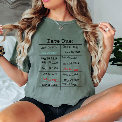 Date Due Shirt, Library Card Shirt, Book Lover Shirt, Funny Reader Tee, Vintage Library Graphic Shirt, Comfort Colors Tee