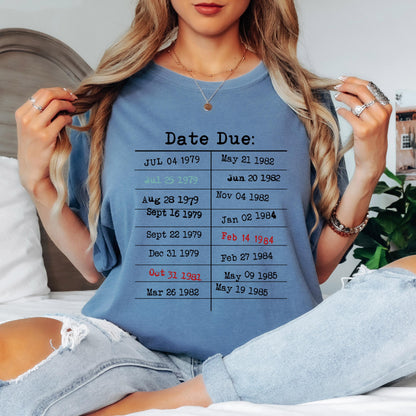Date Due Shirt, Library Card Shirt, Book Lover Shirt, Funny Reader Tee, Vintage Library Graphic Shirt, Comfort Colors Tee