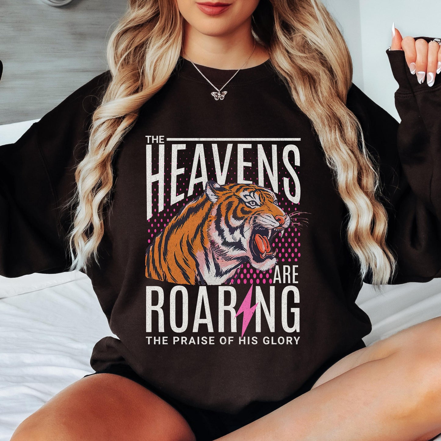 The Heavens Are Roaring Sweatshirt, Christian Tiger Sweatshirt, Faith Based Bible Verse Crewneck, Vintage Worship Sweatshirt, Christian Gift