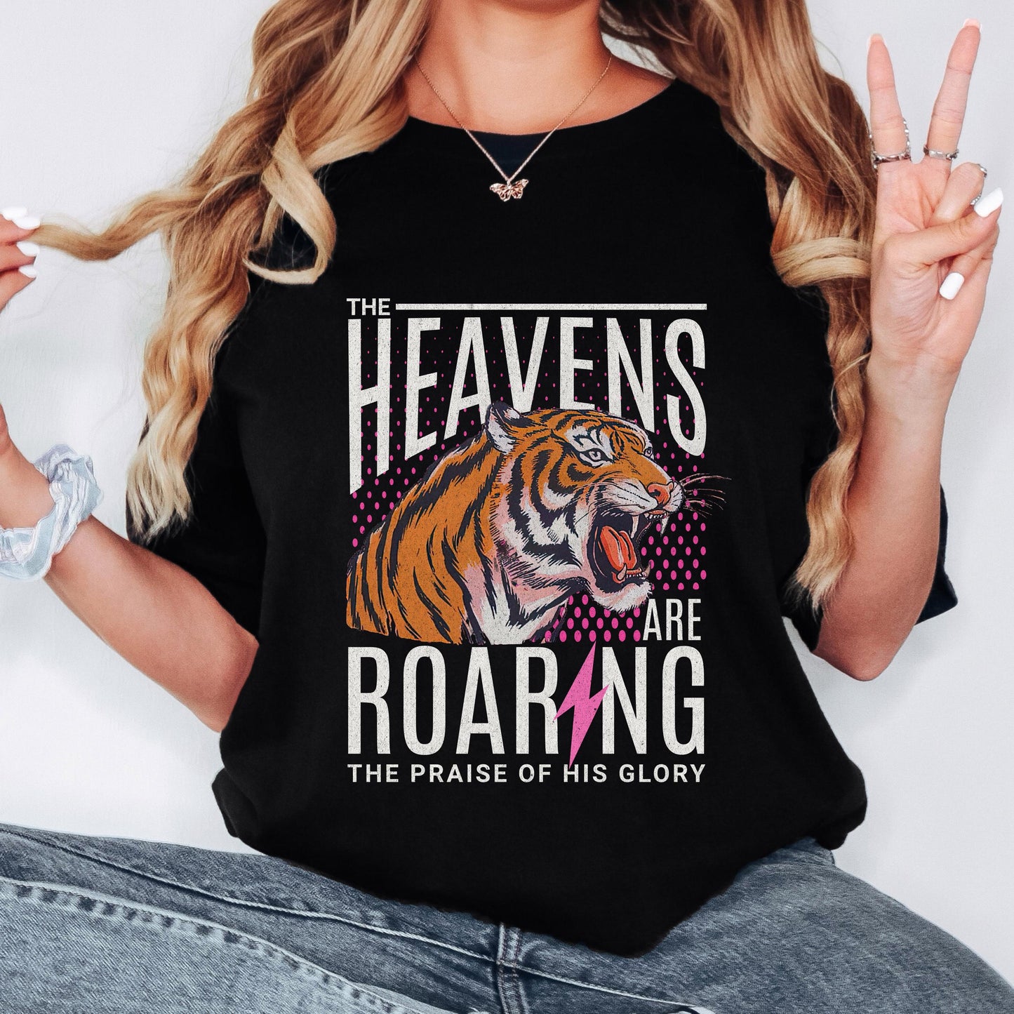 The Heavens Are Roaring Shirt, Christian Tiger Graphic Tee, Faith Bible Verse Shirt, Worship Graphic, Vintage Christian Tee, Comfort Colors