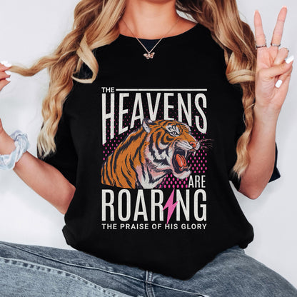 The Heavens Are Roaring Shirt, Christian Tiger Graphic Tee, Faith Bible Verse Shirt, Worship Graphic, Vintage Christian Tee, Comfort Colors