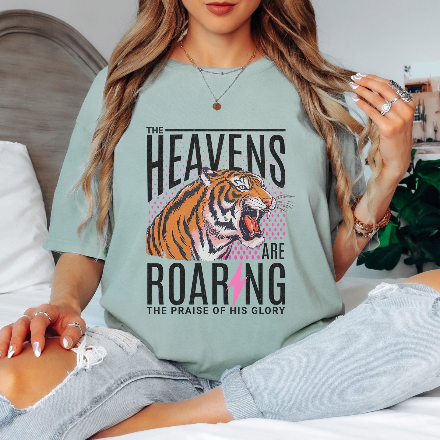 The Heavens Are Roaring Shirt, Christian Tiger Graphic Tee, Faith Bible Verse Shirt, Worship Graphic, Vintage Christian Tee, Comfort Colors