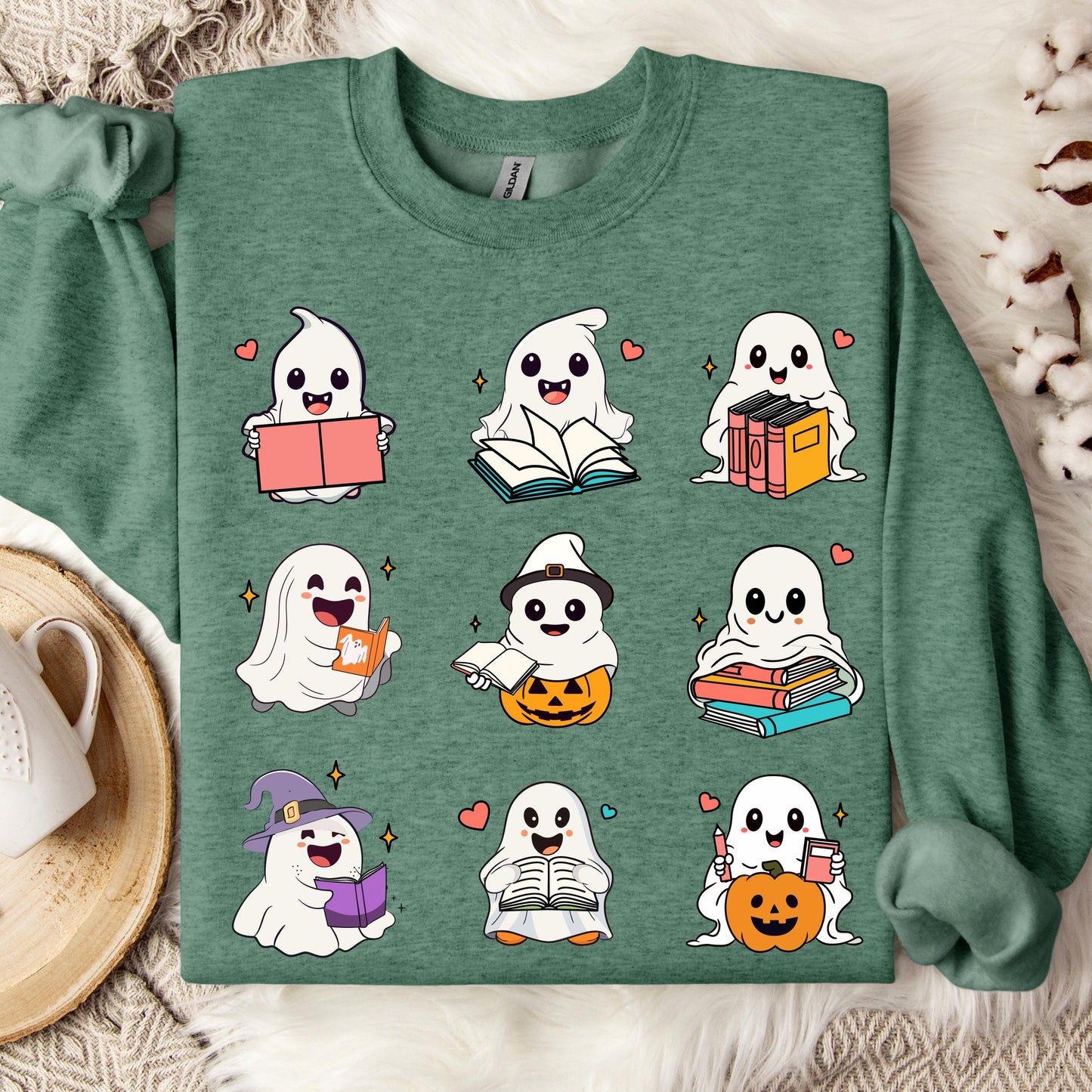 Ghost Reading Sweatshirt, Book Lover Halloween Sweatshirt, Cute Ghost Book Crewneck, Spooky Reader Sweatshirt, Bookish Fall Pullover