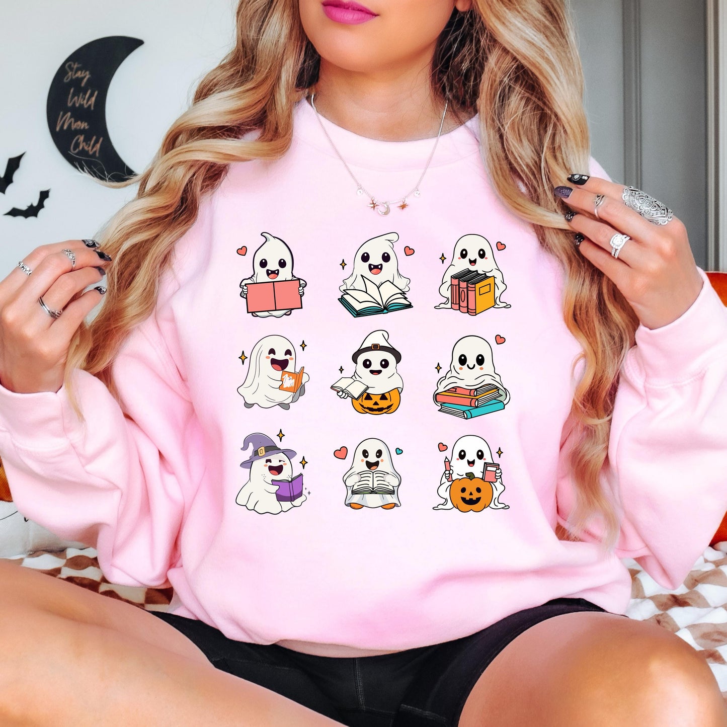 Ghost Reading Sweatshirt, Book Lover Halloween Sweatshirt, Cute Ghost Book Crewneck, Spooky Reader Sweatshirt, Bookish Fall Pullover