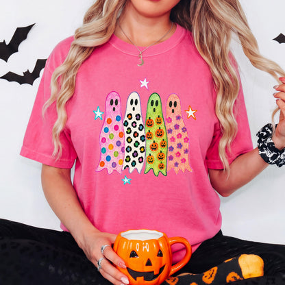 Cute Halloween Ghost Shirt, Colorful Ghost Tee, Retro Halloween Shirt, Spooky Season Tee, Cute Ghost Graphic Shirt, Fall Halloween Tee