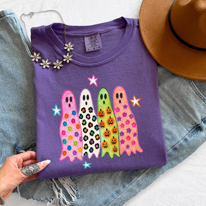 Cute Halloween Ghost Shirt, Colorful Ghost Tee, Retro Halloween Shirt, Spooky Season Tee, Cute Ghost Graphic Shirt, Fall Halloween Tee