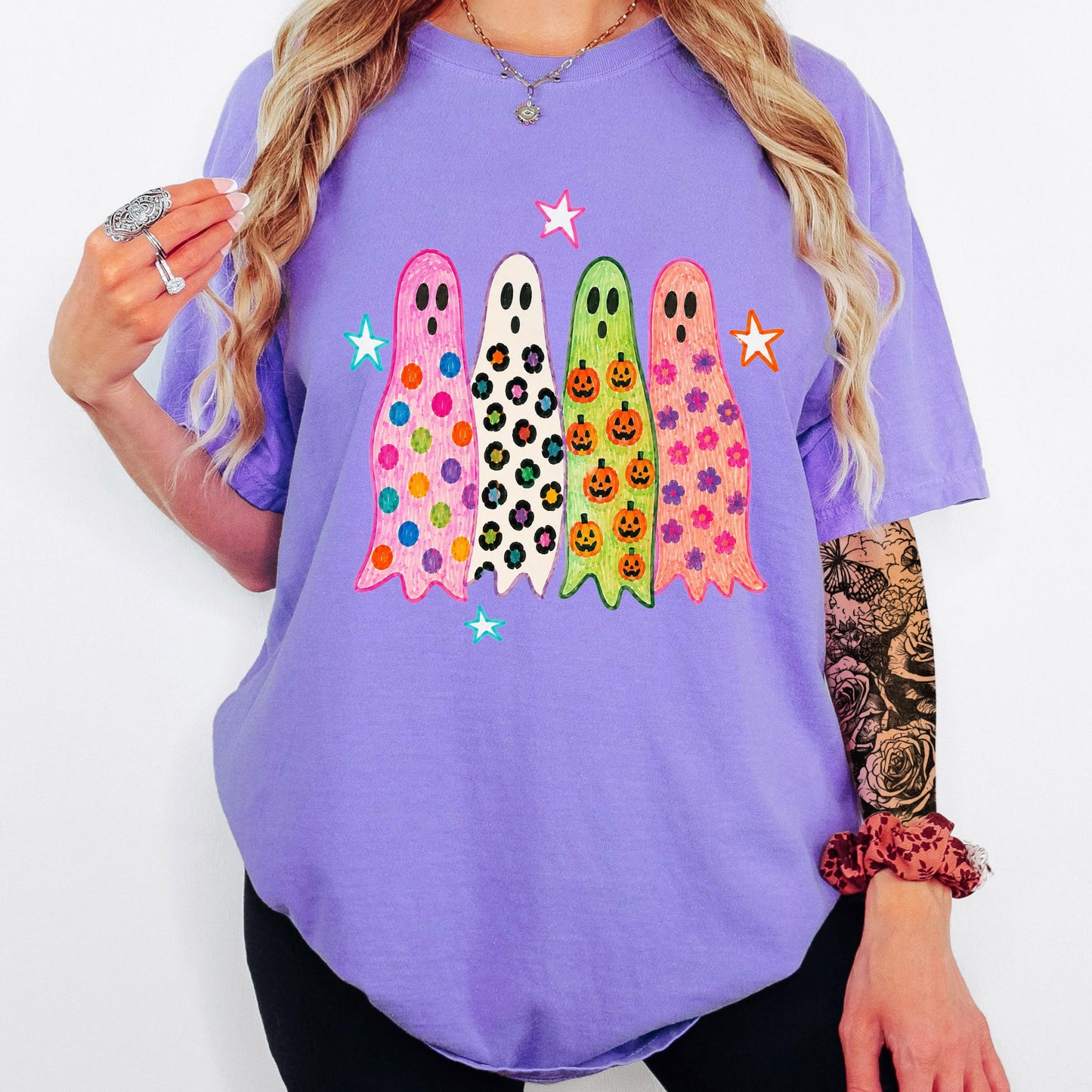 Cute Halloween Ghost Shirt, Colorful Ghost Tee, Retro Halloween Shirt, Spooky Season Tee, Cute Ghost Graphic Shirt, Fall Halloween Tee