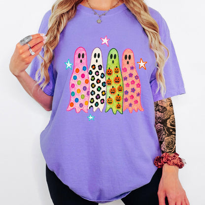 Cute Halloween Ghost Shirt, Colorful Ghost Tee, Retro Halloween Shirt, Spooky Season Tee, Cute Ghost Graphic Shirt, Fall Halloween Tee