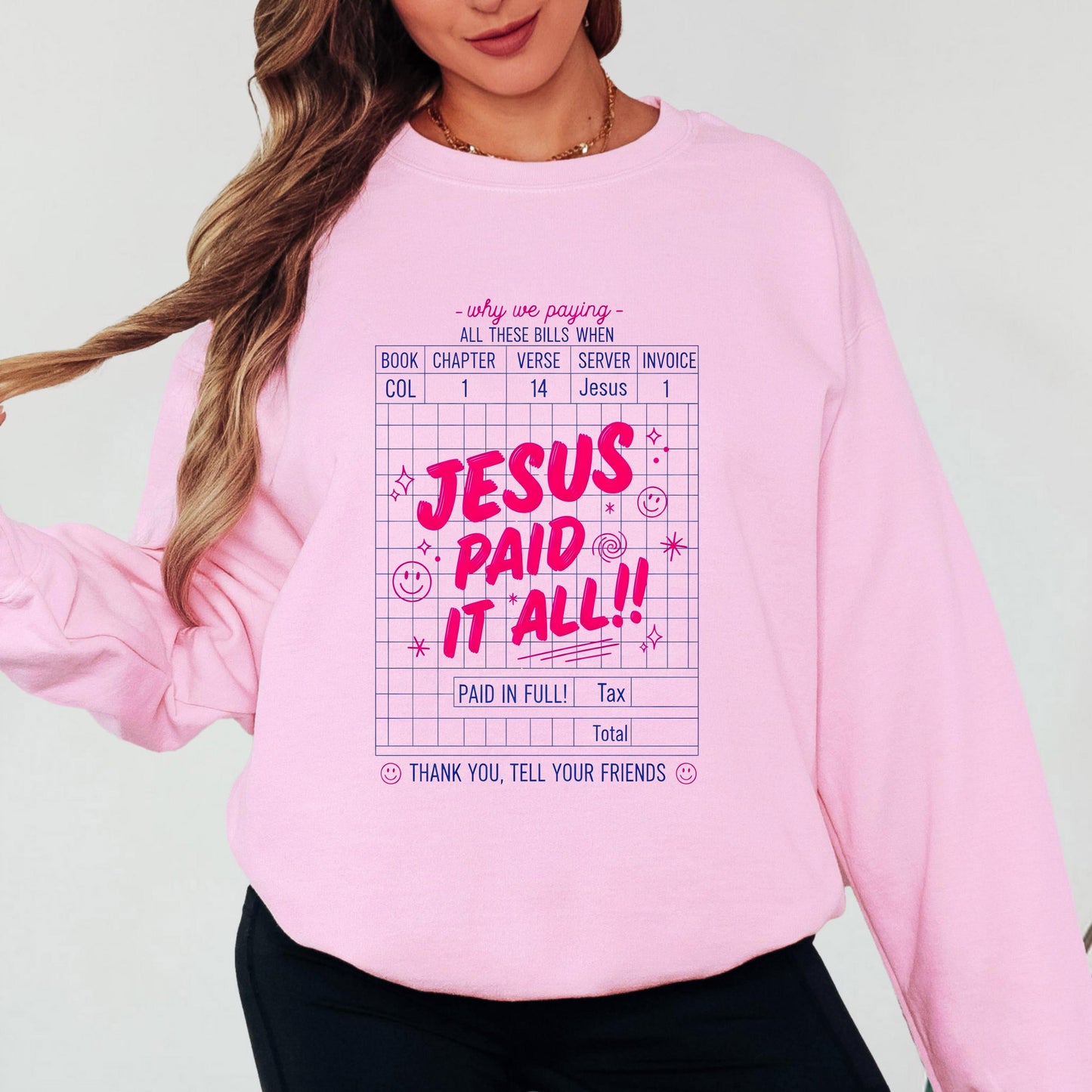 Jesus Paid It All Christian Sweatshirt, Colossians 1:14 Crewneck, Faith Based Sweatshirt, Bible Verse Christian Pullover