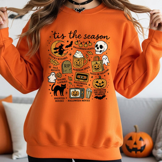 Tis the Season Halloween Sweatshirt, Spooky Season Crewneck, Cute Fall Halloween Sweatshirt, Pumpkin Spice Crewneck, Halloween Sweater