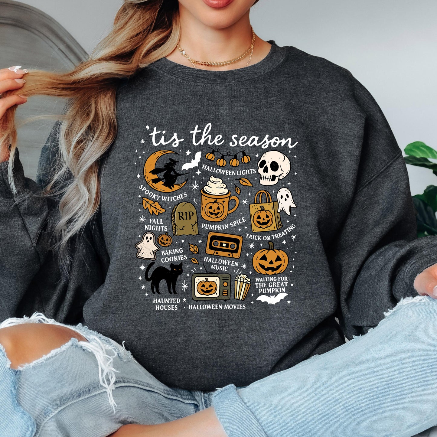 Tis the Season Halloween Sweatshirt, Spooky Season Crewneck, Cute Fall Halloween Sweatshirt, Pumpkin Spice Crewneck, Halloween Sweater