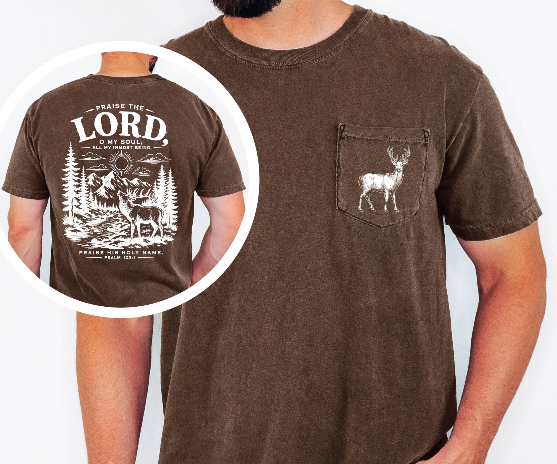 Comfort Colors 6030 Christian Pocket T Shirt, Garment Dyed Pocket Tee, Unisex T Shirt, Personalized Shirt, Praise The Lord Pslam 103:1