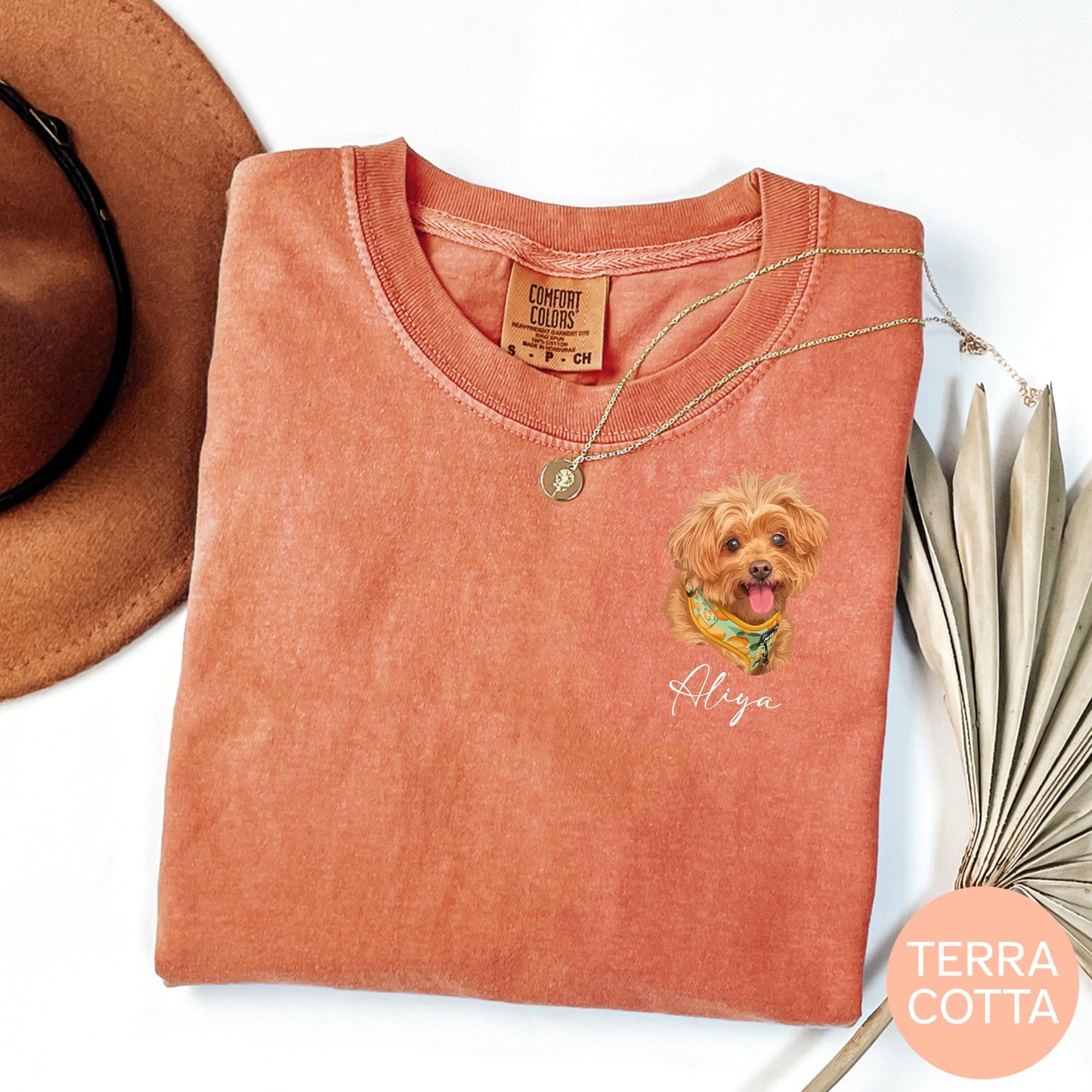 Custom Pet Portrait Comfort Colors Shirt, Hand-Drawn Dog Shirt, Personalized Cat Tee, Left Chest Pet Shirt, Custom Pet Gift