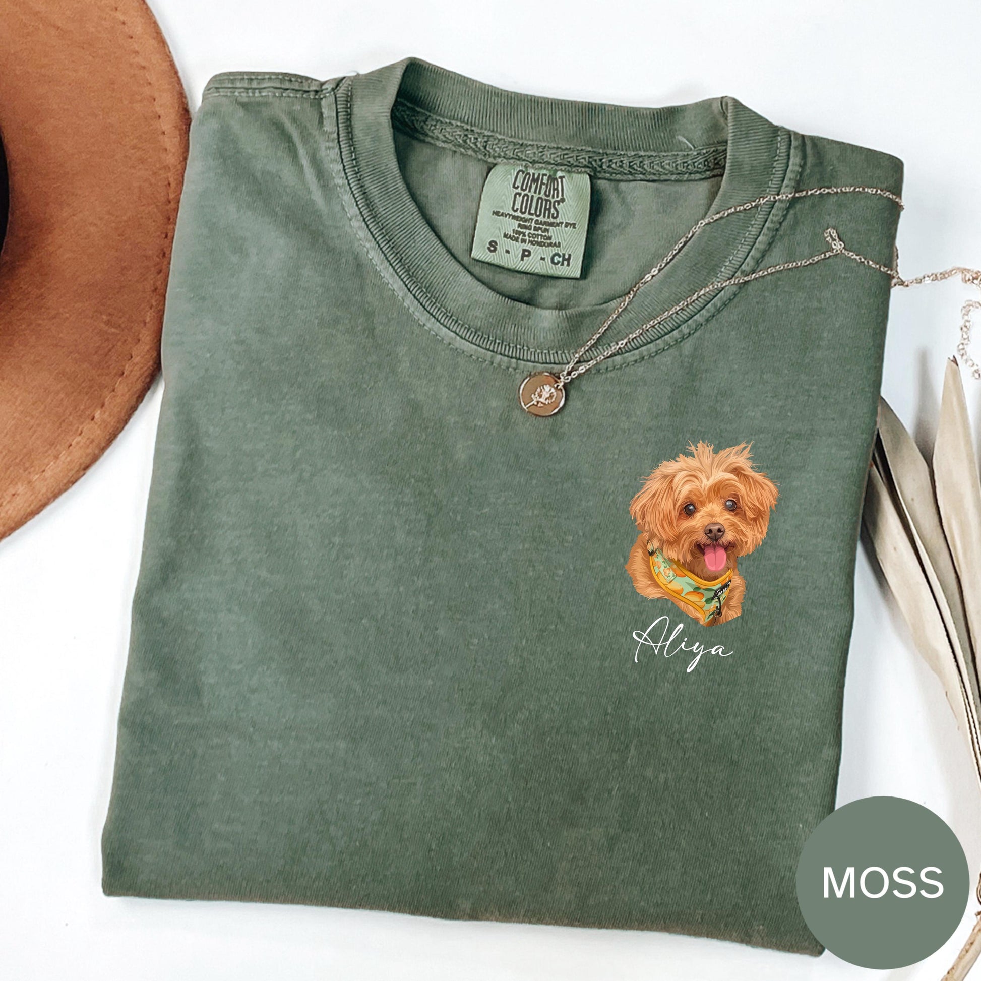 Custom Pet Portrait Comfort Colors Shirt, Hand-Drawn Dog Shirt, Personalized Cat Tee, Left Chest Pet Shirt, Custom Pet Gift