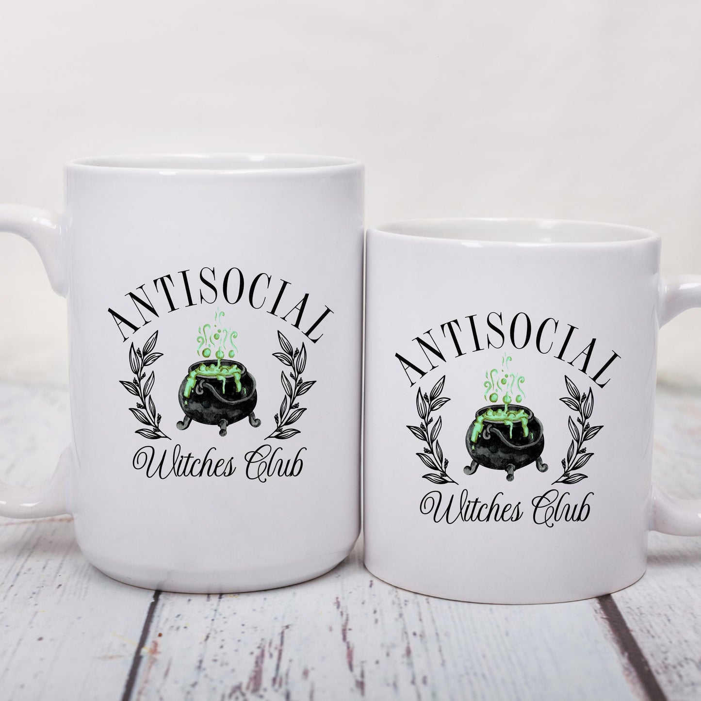 Antisocial Witches Club Coffee Mug, Funny Witch Mug, Halloween Coffee Cup, Ceramic Mug, 11 oz Mug, 15 oz Mug