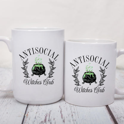Antisocial Witches Club Coffee Mug, Funny Witch Mug, Halloween Coffee Cup, Ceramic Mug, 11 oz Mug, 15 oz Mug