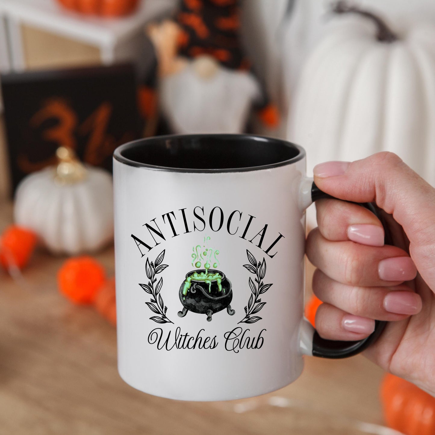 Antisocial Witches Club Coffee Mug, Funny Witch Mug, Halloween Coffee Cup, Ceramic Mug, 11 oz Mug, 15 oz Mug