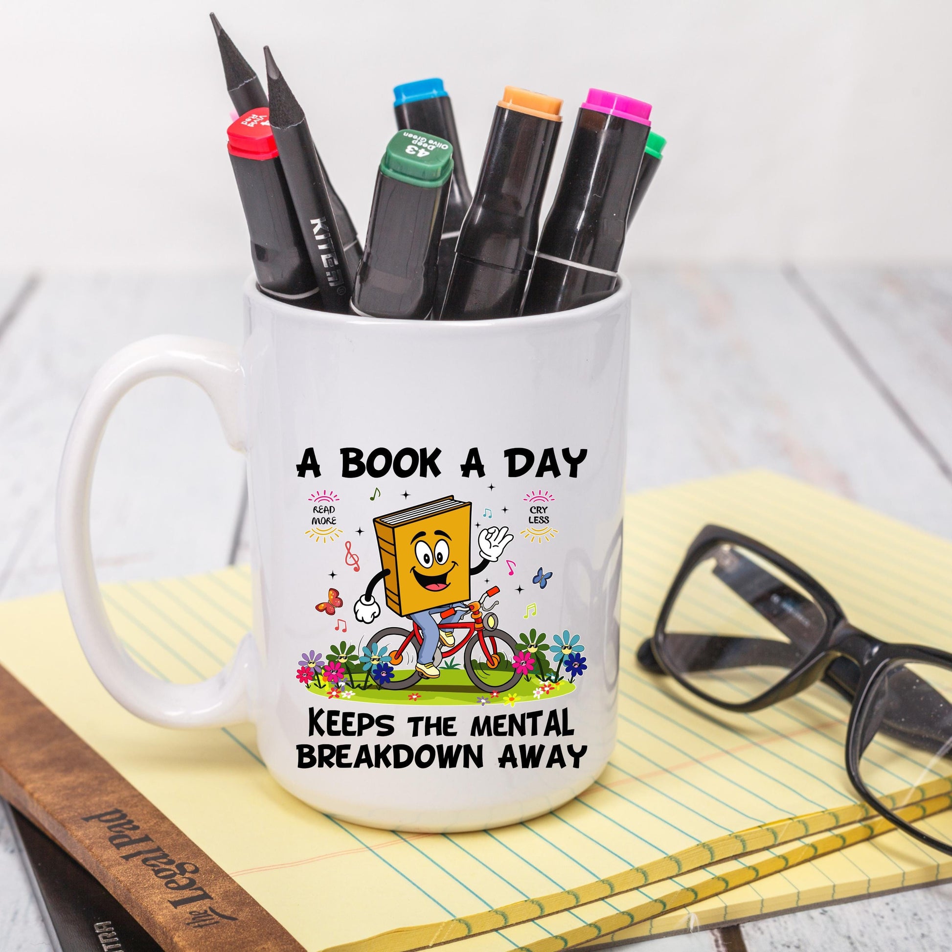 A Book a Day Coffee Mug, Funny Book Lover Mug, Reading Coffee Cup, Bookworm Mug, Ceramic Mug, 11 oz Mug, 15 oz Mug