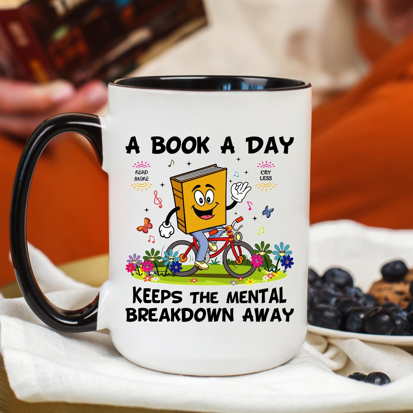 A Book a Day Coffee Mug, Funny Book Lover Mug, Reading Coffee Cup, Bookworm Mug, Ceramic Mug, 11 oz Mug, 15 oz Mug