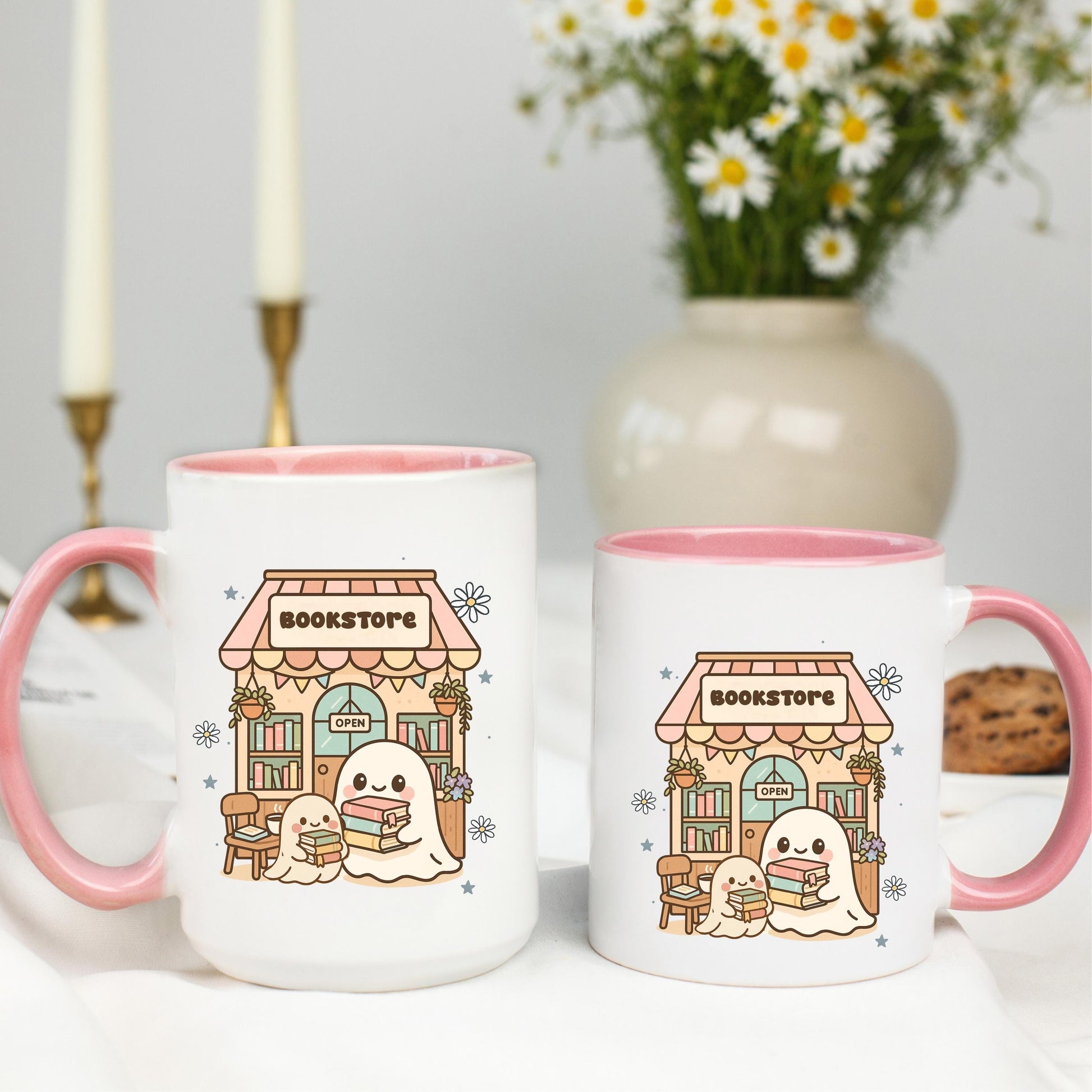 Cute Ghost Bookstore Coffee Mug, Book Lover Mug, Reading Coffee Cup, Bookstore Mug, Ceramic Mug, 11 oz Mug, 15 oz Mug
