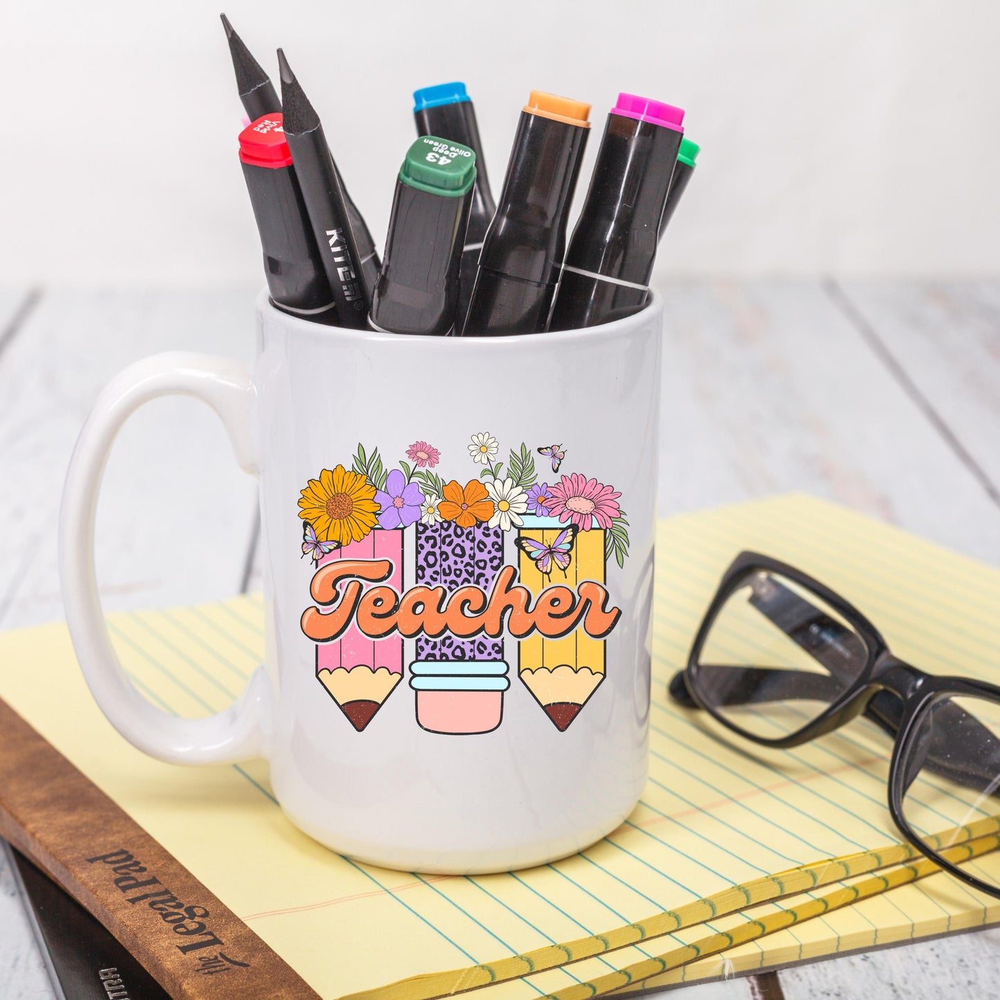 Teacher Coffee Mug, Teacher Appreciation Mug, Floral Teacher Gift, Teacher Coffee Cup, Ceramic Mug, 11 oz Mug, 15 oz Mug