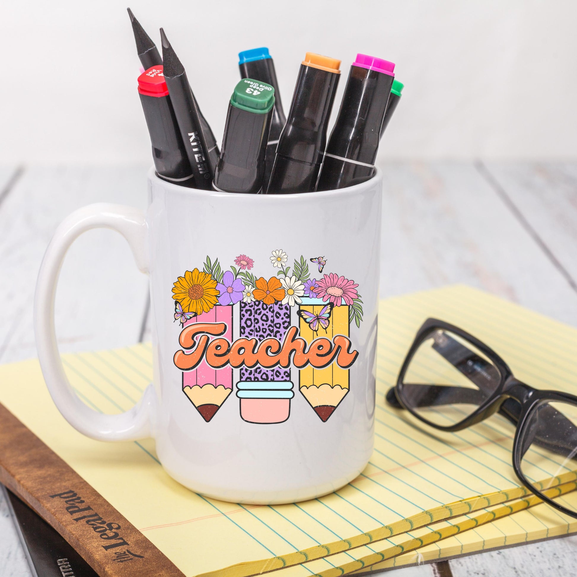 Teacher Coffee Mug, Teacher Appreciation Mug, Floral Teacher Gift, Teacher Coffee Cup, Ceramic Mug, 11 oz Mug, 15 oz Mug
