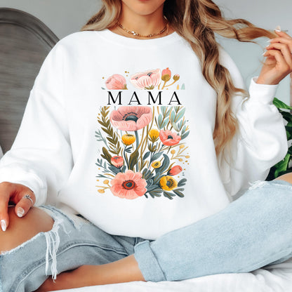Mama Floral Sweatshirt, Wildflower Mama Crewneck, Floral Mom Sweatshirt, Cozy Graphic Sweatshirt, Gift for Mom