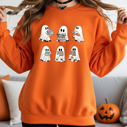 Ghost Book Lover Sweatshirt, Cute Reading Ghost Crewneck, Halloween Book Sweatshirt, Bookworm Graphic Sweatshirt