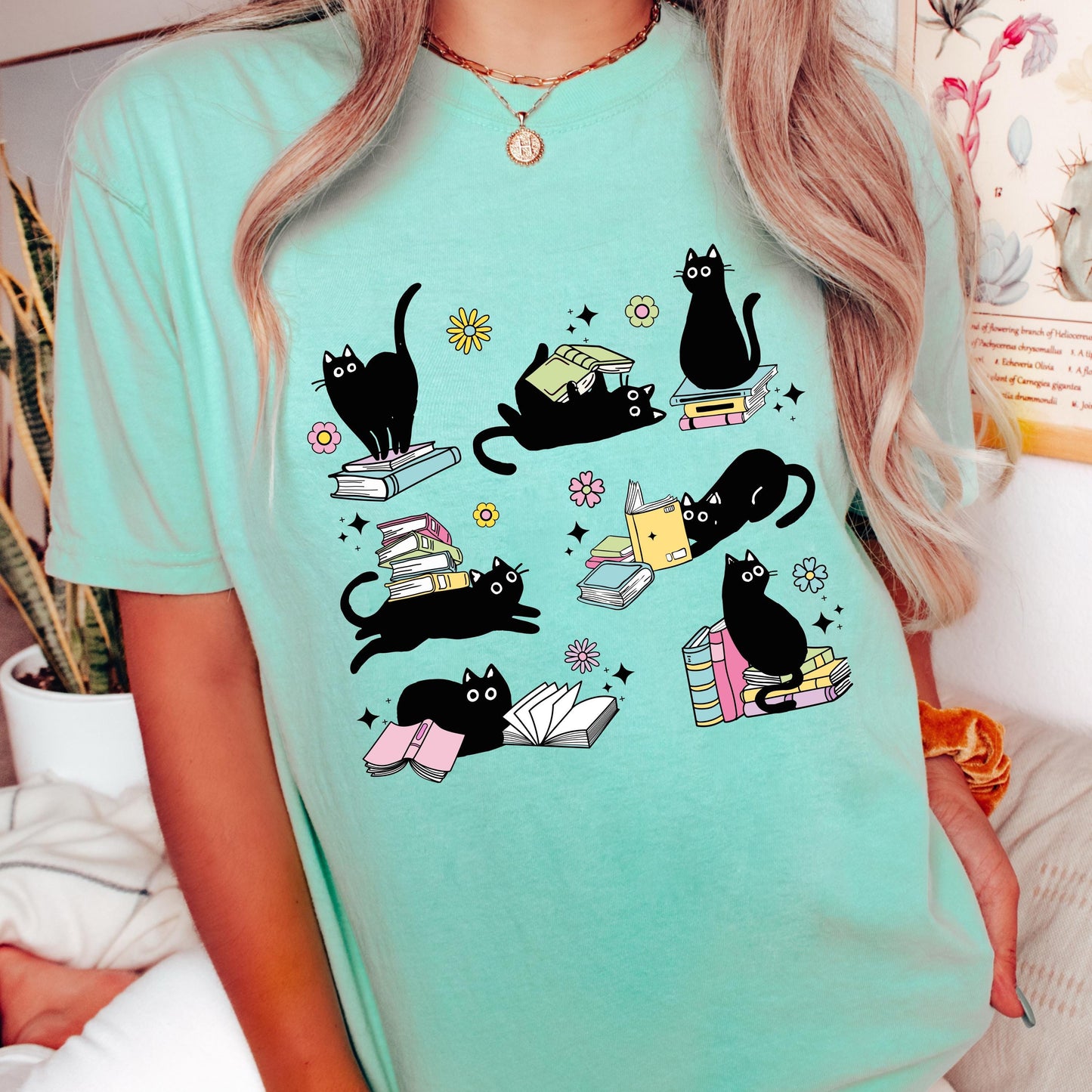 Black Cat Book Lover Shirt, Reading Cat Shirt, Cute Bookworm Tee, Cat Lover Graphic Shirt, Comfort Colors Reader Shirt