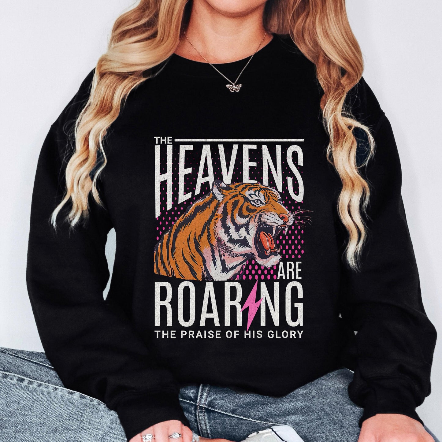 The Heavens Are Roaring Sweatshirt, Christian Tiger Sweatshirt, Faith Based Bible Verse Crewneck, Vintage Worship Sweatshirt, Christian Gift